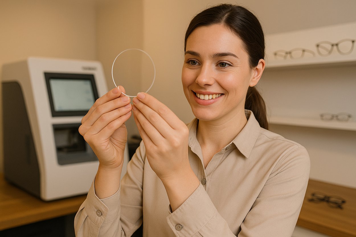 KI Generierte Bild - Augenoptiker mit Glas