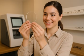 KI Generierte Bild - Augenoptiker mit Glas